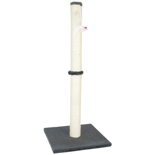 fully assembled grey and cream cat scratching post